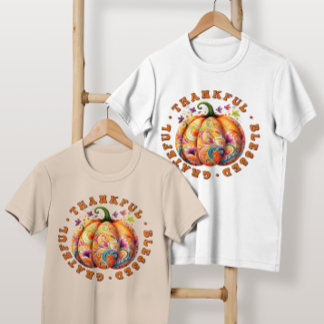 Camiseta Família de Ação de Graças Retro "Graças"