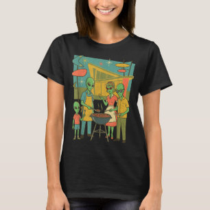 Camiseta Família de alienígenas churrasco Modernos de Meado