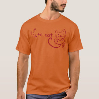 Camiseta Família de amantes de gato fofo vermelho