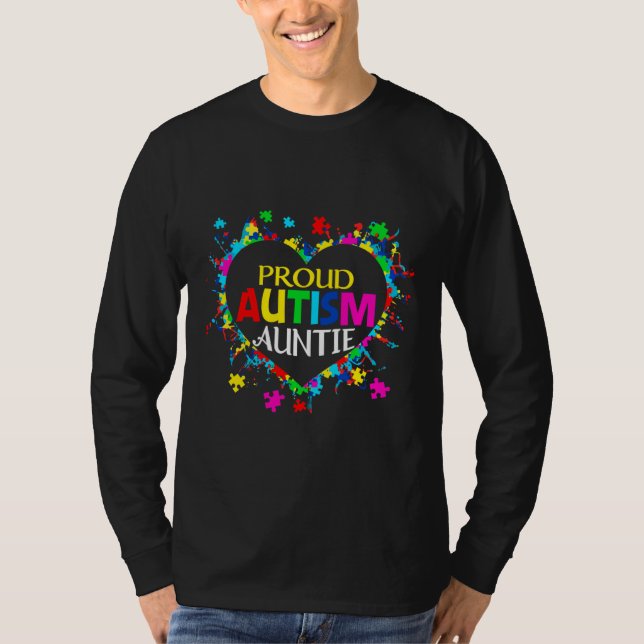 Camiseta Família de apoio à conscientização da tia Autismo  (Frente)