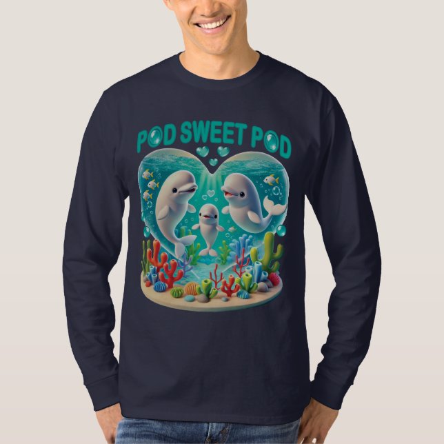 Camiseta Família de baleias "Pod Sweet Pod" (Frente)