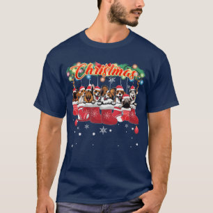 Camiseta Família de Cachorros Fofinhos e Bonitos de Natal