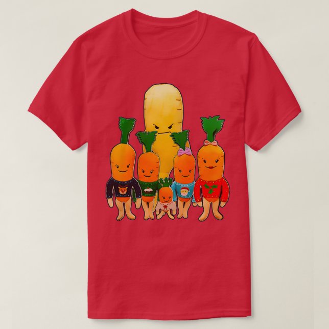 Camiseta Família de Cenouras de Natal e Mau (Frente do Design)
