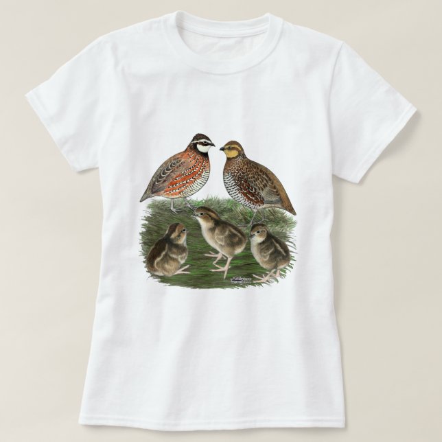 Camiseta Família de Codorna Bobwhite (Frente do Design)
