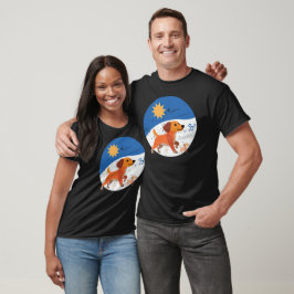 Camiseta Família de Dachshund Fofa Vibes de Dia Ensolarado
