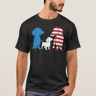 Camiseta Família de Dachshund Patriótica Bandeira Americana