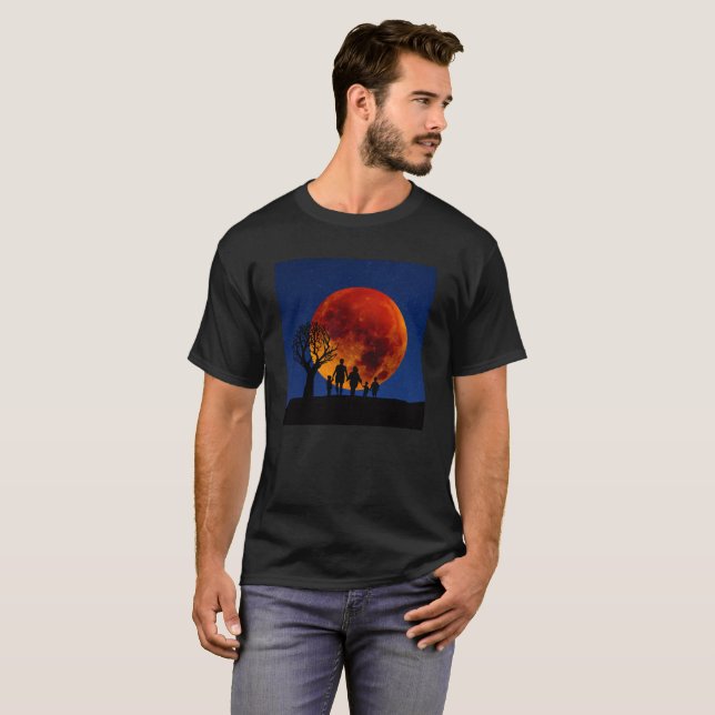 Camiseta Família de Eclipse Lunar de Lua Sanguínea (Frente Completa)