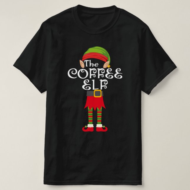 Camiseta família de elf de café que corresponde ao natal (Frente do Design)