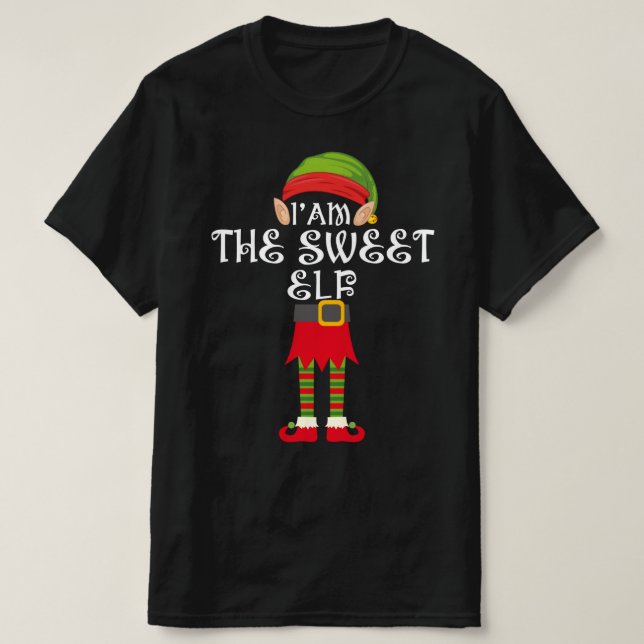 Camiseta família de elf doce combinando o natal (Frente do Design)