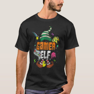 Camiseta Família de Elfo Gamer Combinando Grupo de Natal Ca