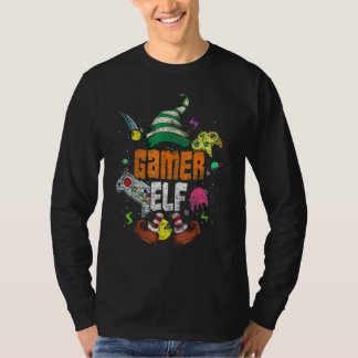 Camiseta Família de Elfo Gamer Combinando Grupo de Natal Pi