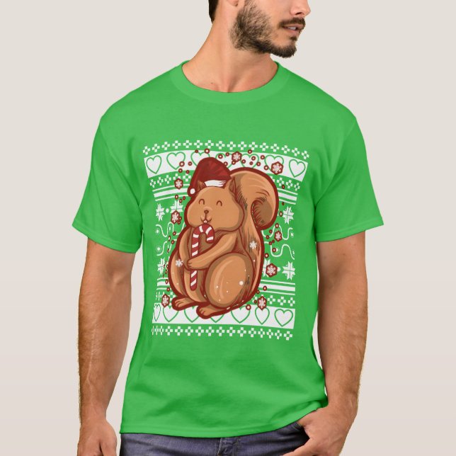 Camiseta Família de esquilo de Natal doce e doce (Frente)