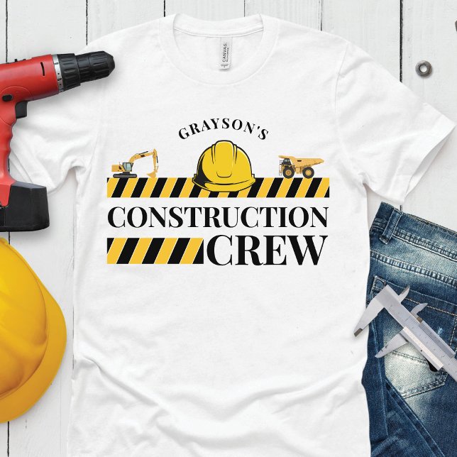 Camiseta Família de Festas de aniversário de Garoto de Cons (Funny birthday boy name construction crew building dump truck digger matching family party shirt)