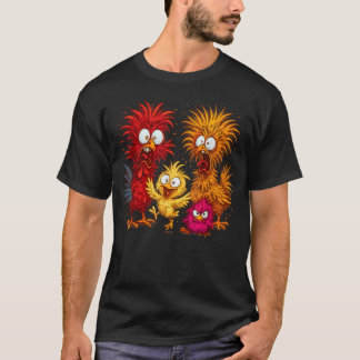 Camiseta Família de Frango Engraçado Desenho Animado de Fra