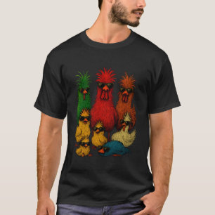 Camiseta Família de Frango Louco Arte Colorida e Divertida