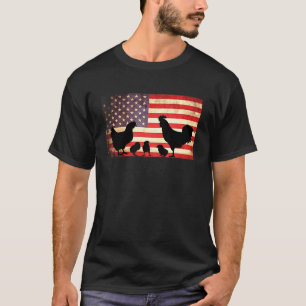 Camiseta Família de Frangos Com Bandeira dos EUA