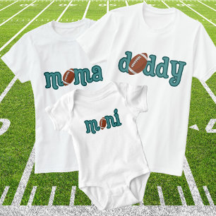 Camiseta Família de Futebol da Mamãe Tipografia Verde-Turqu