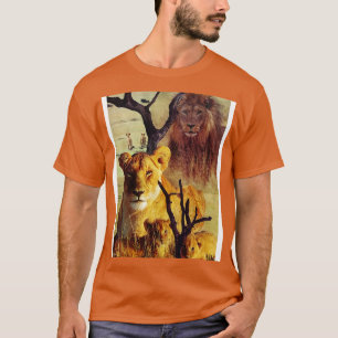 Camiseta Família de leões na colagem de savana