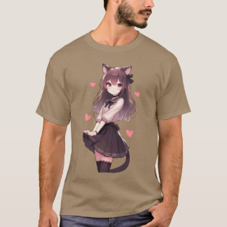 Camiseta Família de linda garota do anime Neko