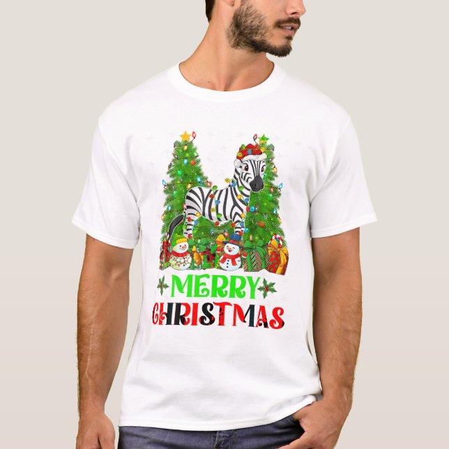 Camiseta Família de Luzes de Árvore de Natal (Frente)