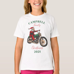 Camiseta Família de motociclistas natalinos personalizada