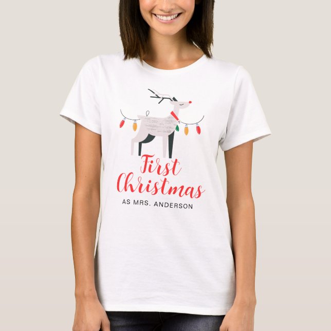 Camiseta Família de Natal de renas de inverno Elegante (Frente)