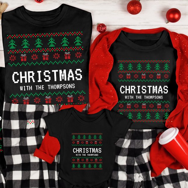 Camiseta Família de Natal Feia e Engraçada Personalizada (Criador carregado)
