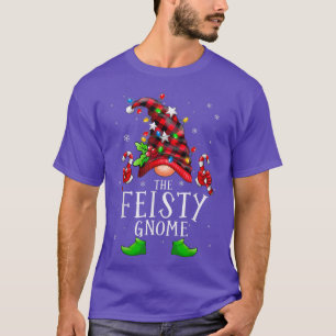 Camiseta Família de Natal Gnome Feisty Buffalo Plaid Corres