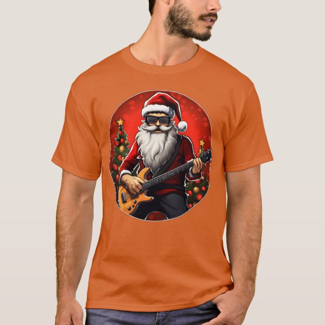 Camiseta Família de Natal Guitarrista (Frente)