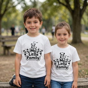 Camiseta Família de Panda 2 Pais 2 Filhos - Minha Pequena F