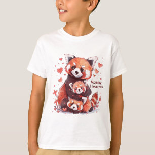 Camiseta Família de Panda Vermelho: Mamãe, Eu Te Amo Camise