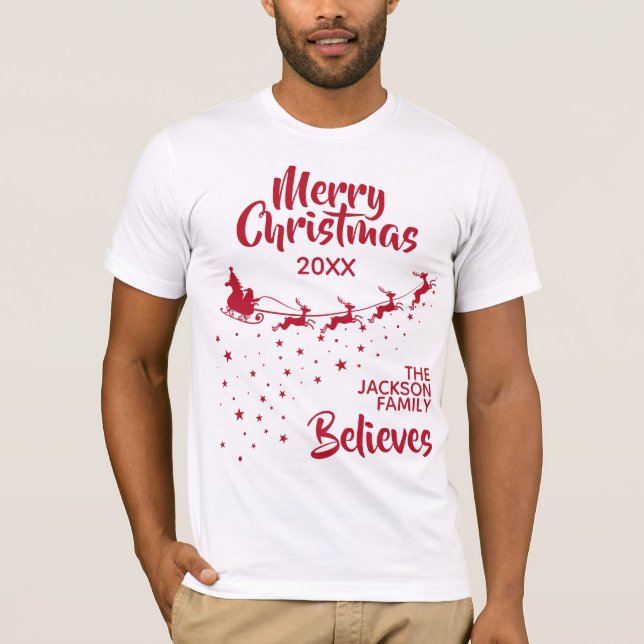 Camiseta Família de Papais noeis de Natal (Frente)