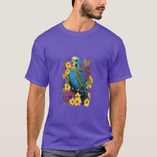 Camiseta Família de Pássaros do Bugerigar Flor do Orçamento