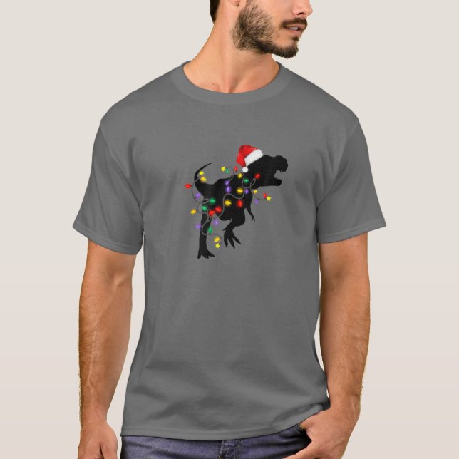 Camiseta Família de pijamas de Natal do Dinossauro T Rex Xm (Frente)