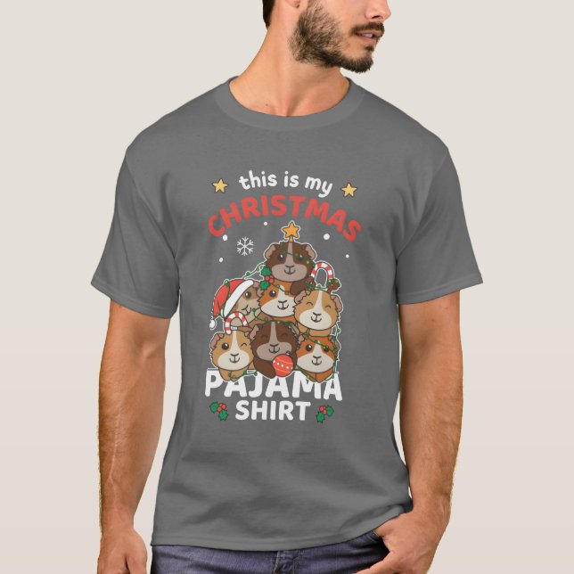 Camiseta Família de pijamas de Natal na Guiné de Natal (Frente)