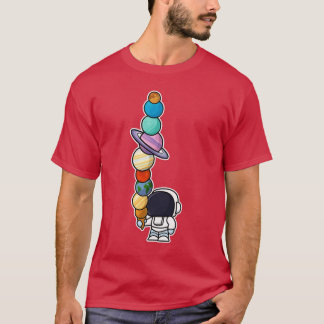 Camiseta Família de Planetas Astronautas Eating Sorvete