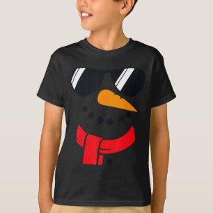 Camiseta Família de Rosto de Boneco de Neve Natal Fantasia 