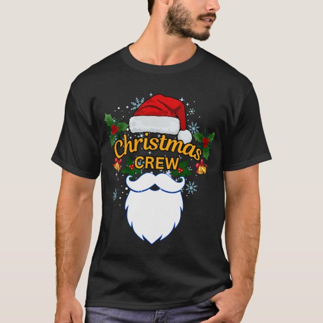 Camiseta Família de Tripulantes de Natal Santa Hat e Beard (Frente)