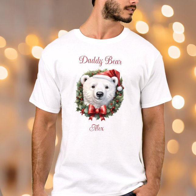 Camiseta Família de Urso pai Correspondendo Nome do Pajama  (Daddy Bear Family Matching Christmas Pajama Name T-Shirt)
