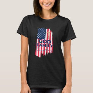 Camiseta Família Deus País Cristão Cruz Patriótica Eua F