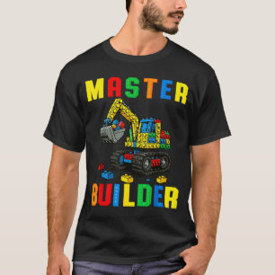 Camiseta Família Divertida Construtor Mestre Blocos de Cons