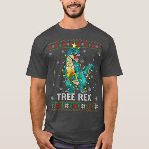 Camiseta Família Divertida Correspondente ao Natal Dinossau