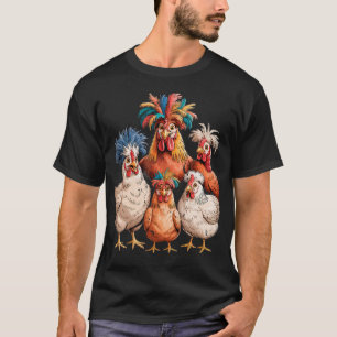 Camiseta Família Divertida de Frango Animal de Fazenda Colo