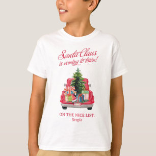 Camiseta Família Divertida Papai Noel Vintage Red Truck