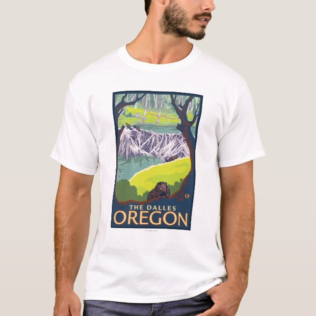 Camiseta Família do castor - o Dalles, Oregon (Frente)