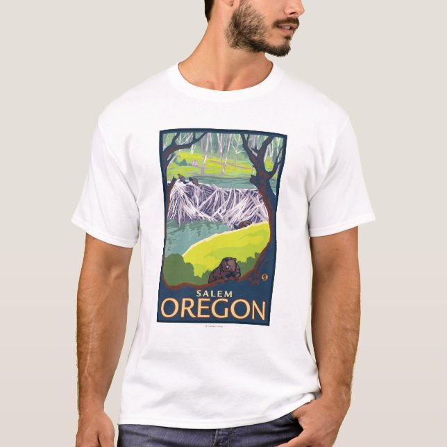 Camiseta Família do castor - Salem, Oregon (Frente)