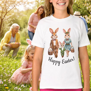 Camiseta Família do Coelho de Páscoa Caçando Ovos