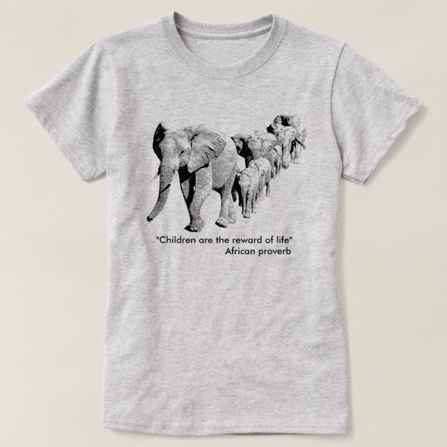 Camiseta Família do elefante em animais selvagens africanos (Frente do Design)