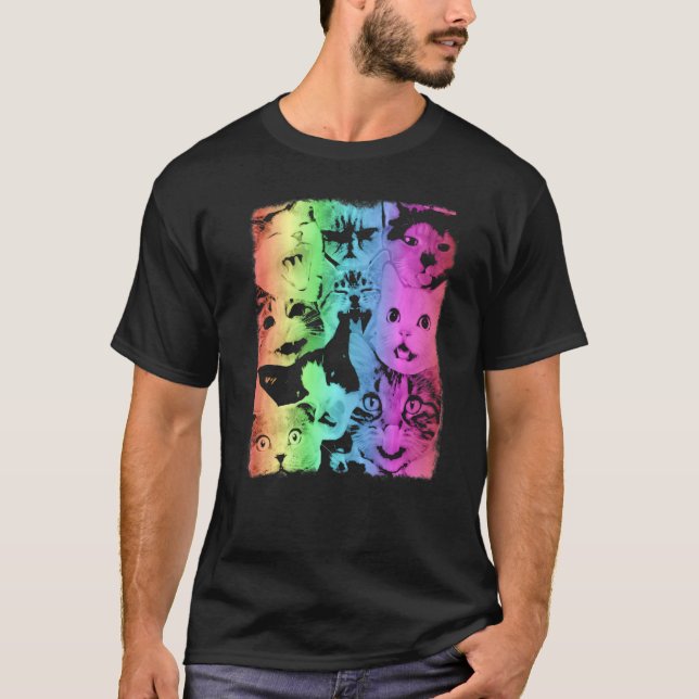 Camiseta Família do Gato Arco-Íris (Frente)
