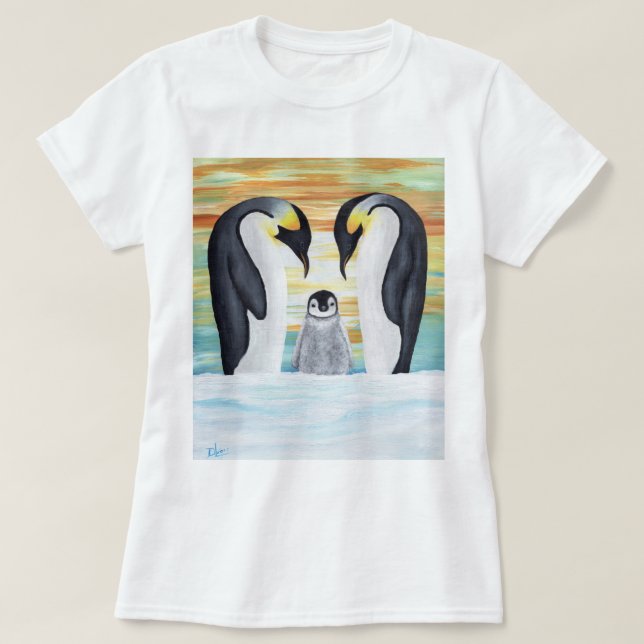 Camiseta Família do pinguim com pinguim do bebê (Frente do Design)